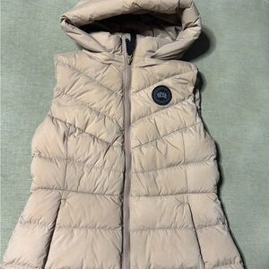 Authentic Canada Goose,Clair Vest Hooded Quilted in Beige Black Label